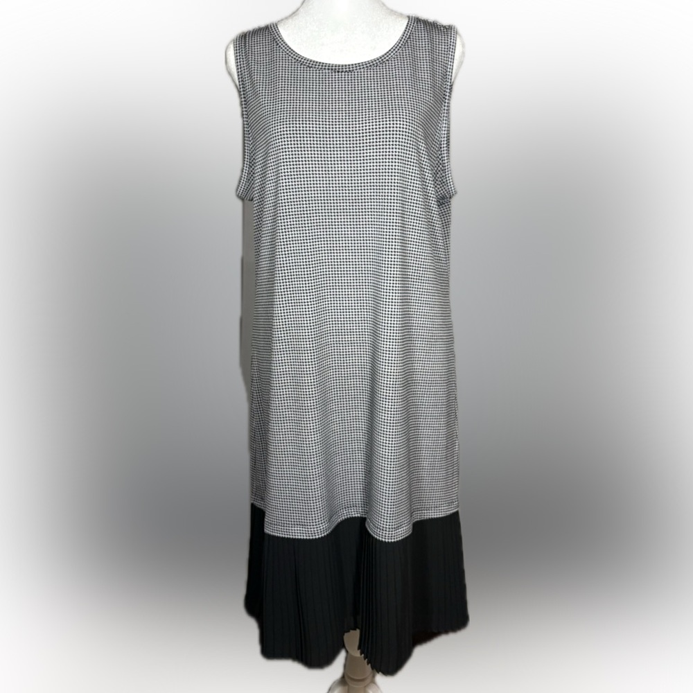 Michael Kors black & white houndstooth sleeveless dress L NWT